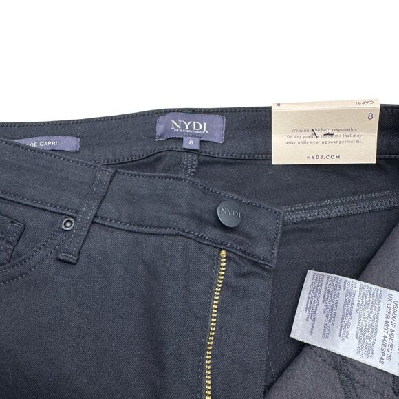 NEW NYDJ Chloe Capri Black Jean Women's Side Slit Denim Pants, Size 8 NWT - Picture 6 of 11